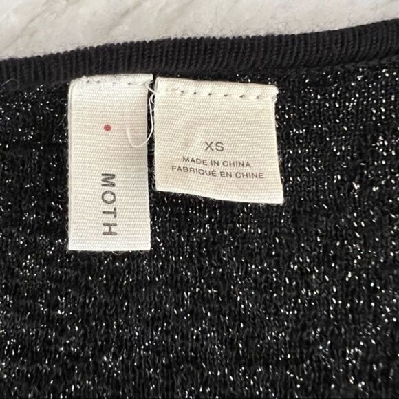 Anthropologie Moth Metallic Sweater Top ruffled sleeves size XS - Picture 3 of 6